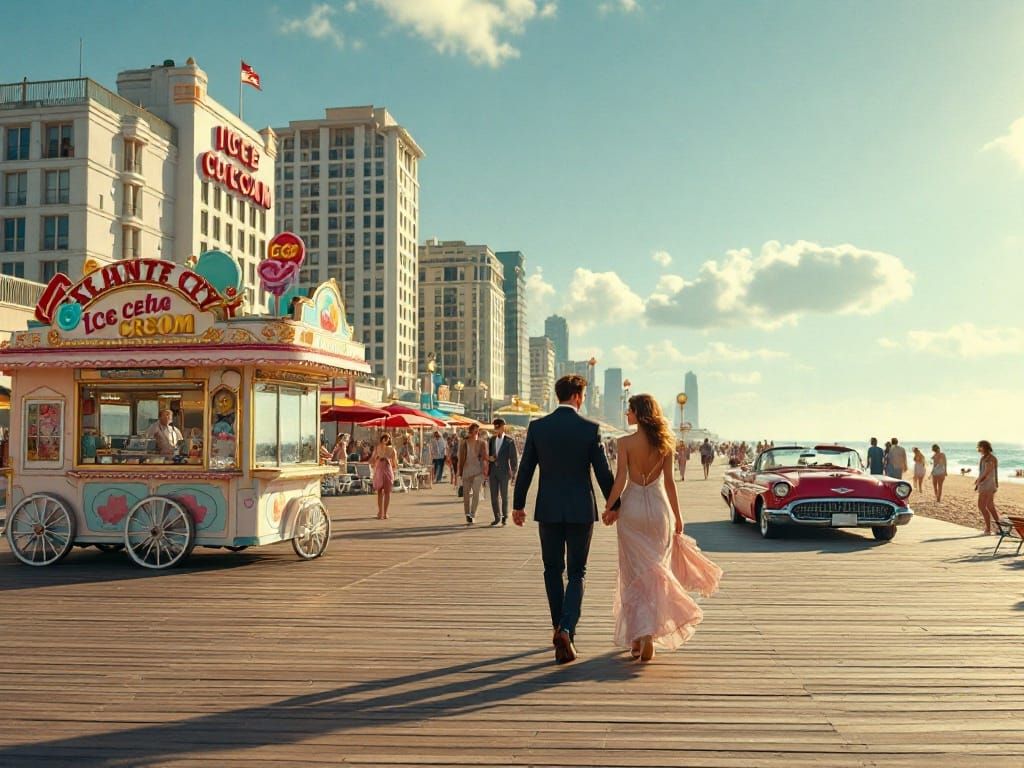 Romantic Evening Stroll on Atlantic City Boardwalk