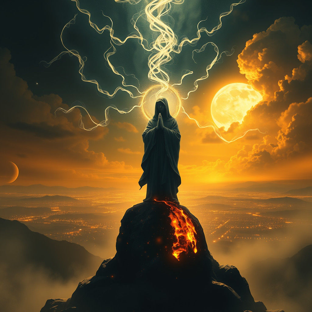 Lord Figure in Prayer, Digital Matte Painting