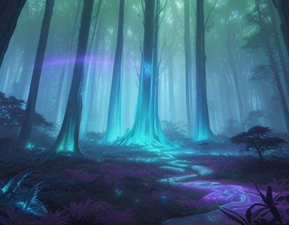 Mystical Entity in Ancient Forest Glows with Ethereal Light