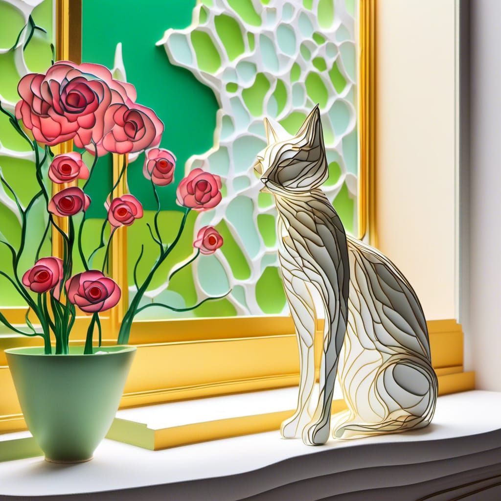 Colorful 3D Cream Chantilly Sculpture with Cats