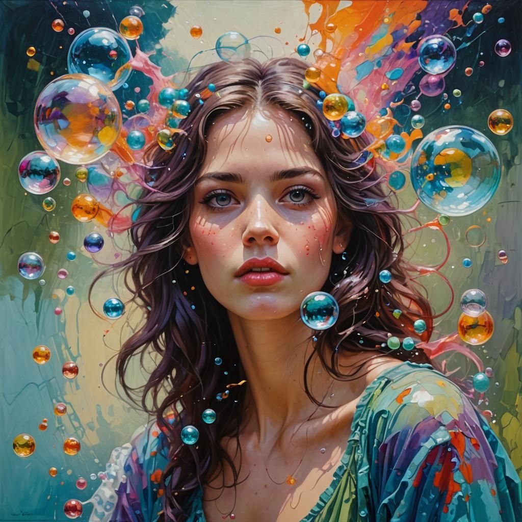 Ethereal Woman Portrait in Fantasy Oil Painting Style