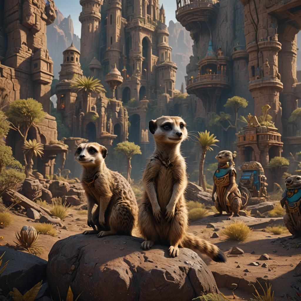 Detailed Meercat Matte Painting in Deep Color