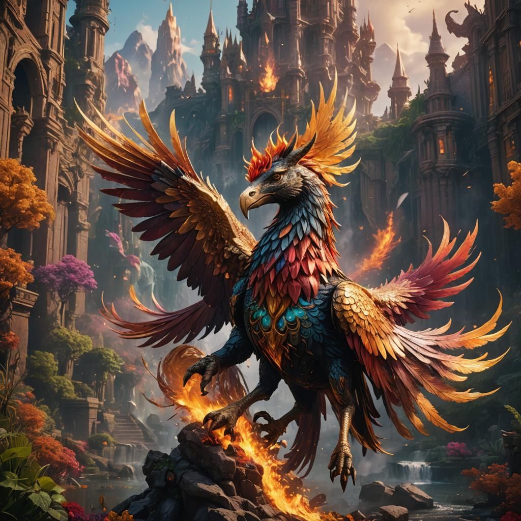 Fantastical Phoenix Unicorn Concept Art