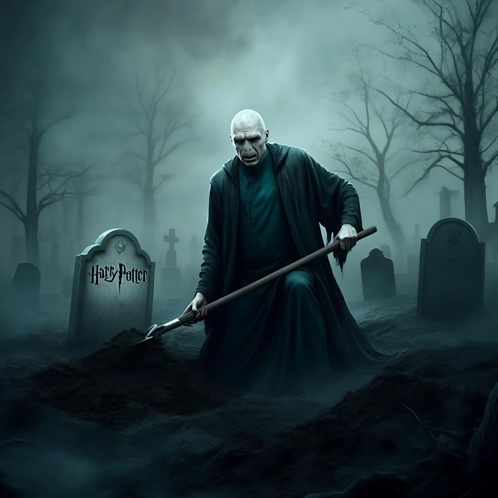 Voldemort Gravedigger at Harry Potter's Grave