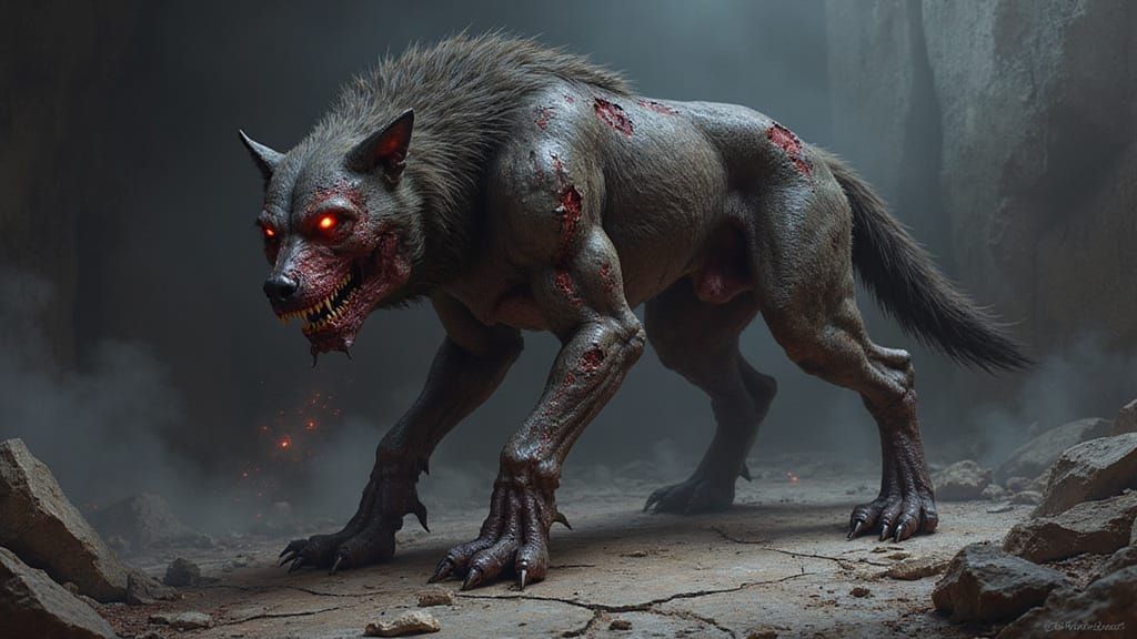 Monstrous Corrupted Wolf Form in Dark Fantasy Horror