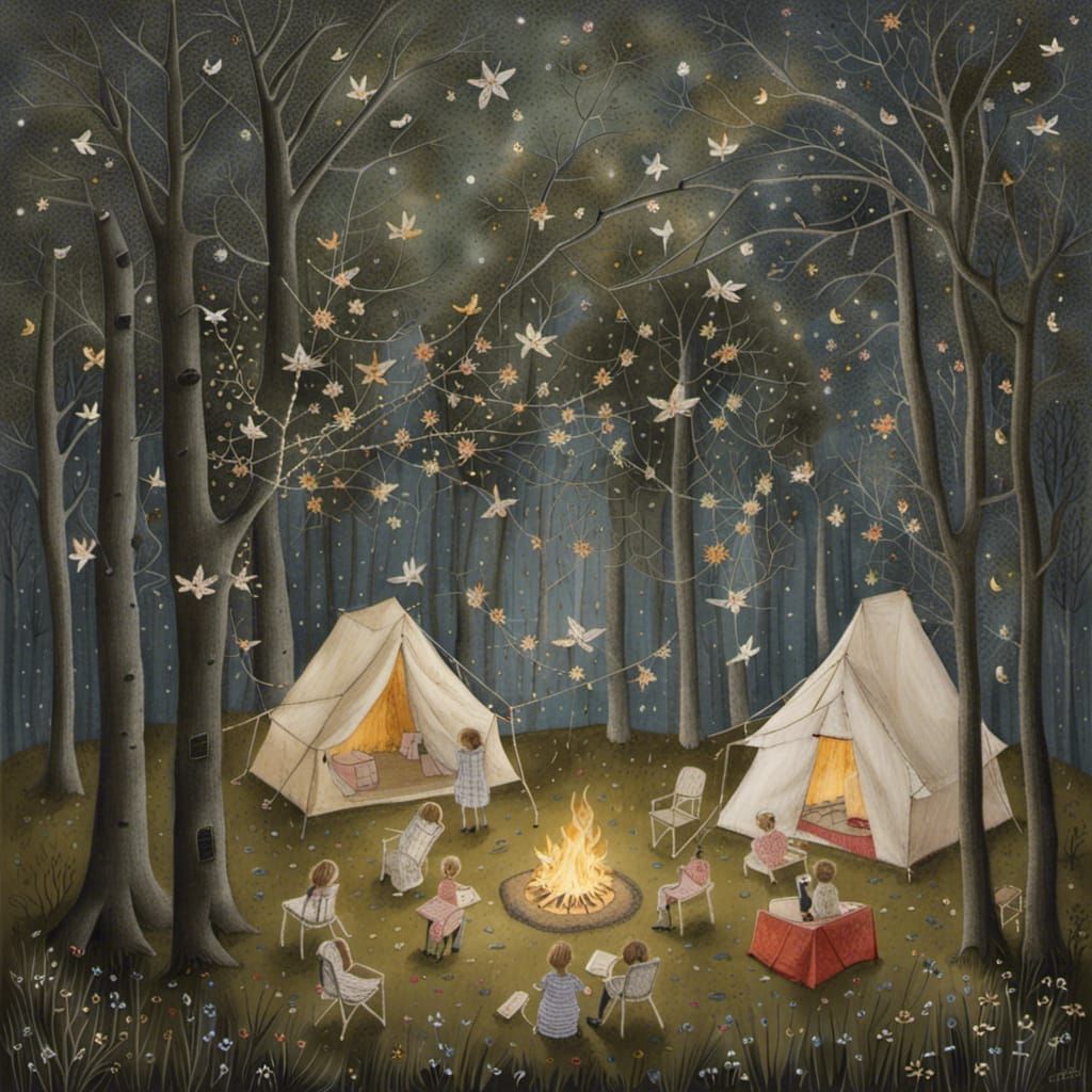 Intricate Camping Scene in France