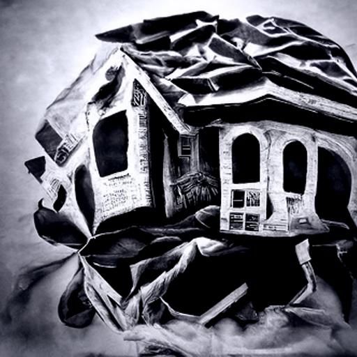House of Memories: Hyperdetailed Charcoal Drawing