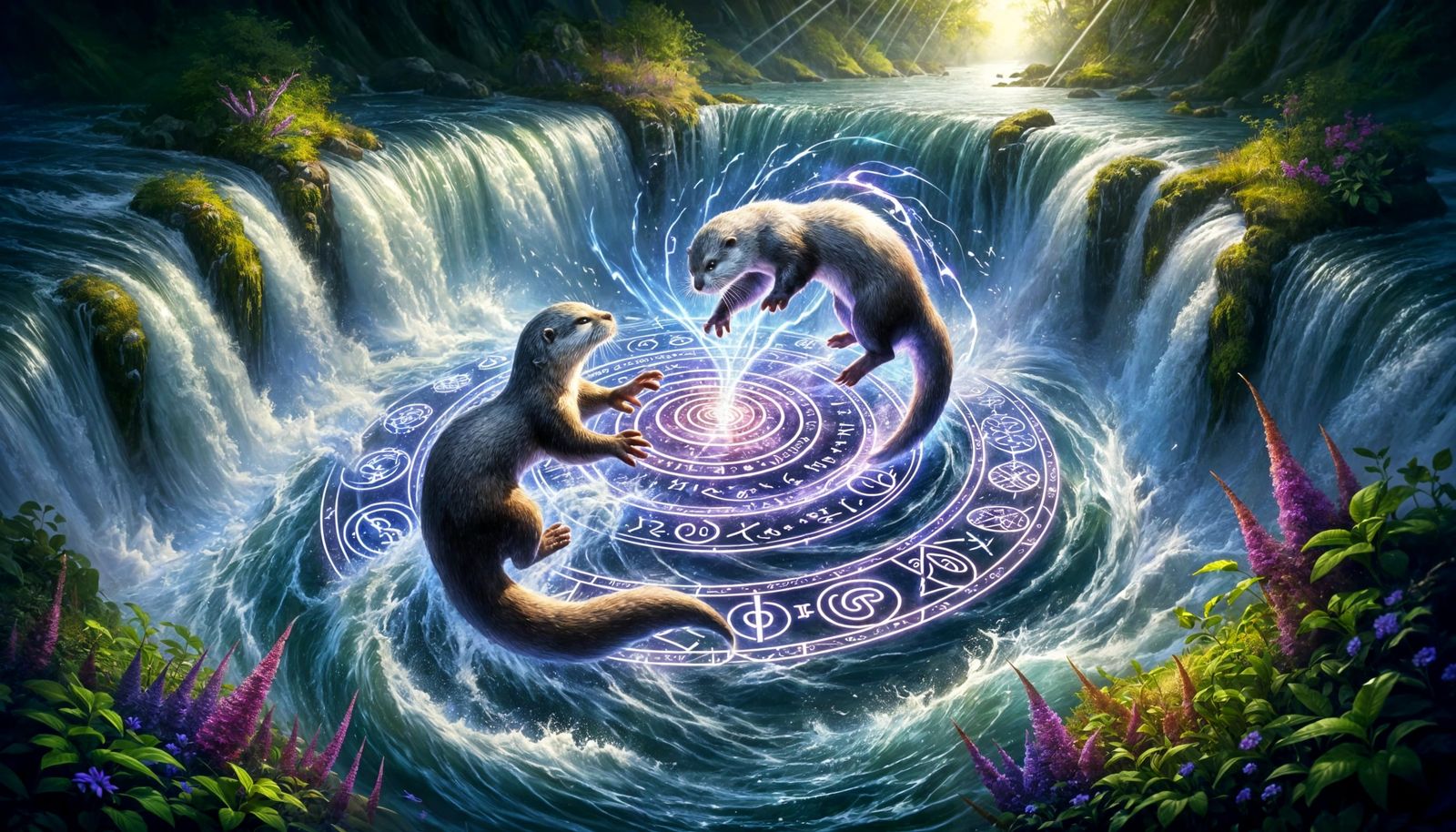 Magical Vortex: Otters Caught in a Spell