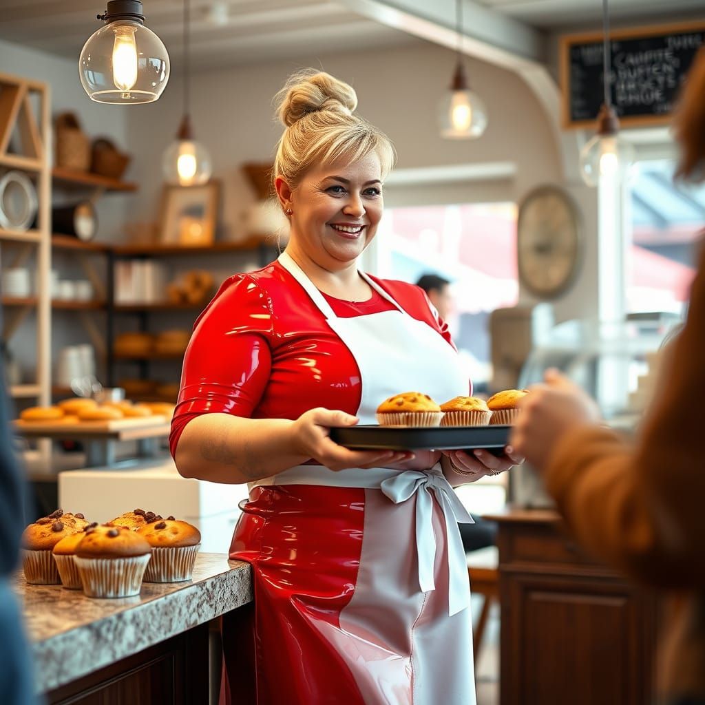 Charming Vintage Bakery Scene with Warm Bakery Owner
