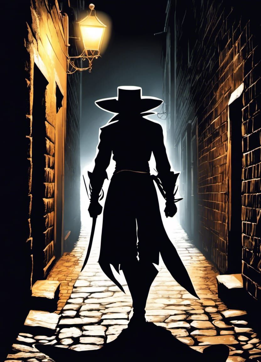Female Zorro in Dark Alley