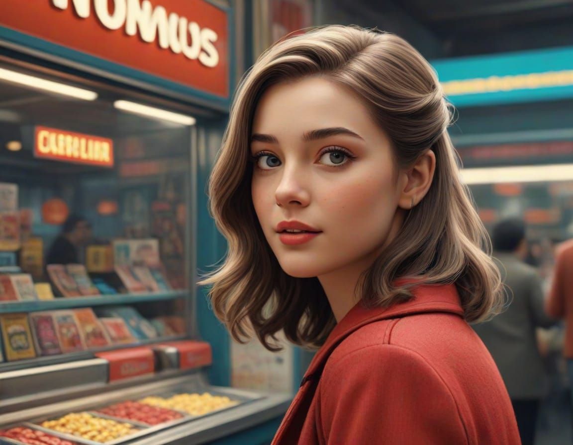 Retro Cinema Magic in Whimsical Hyperrealistic Detail