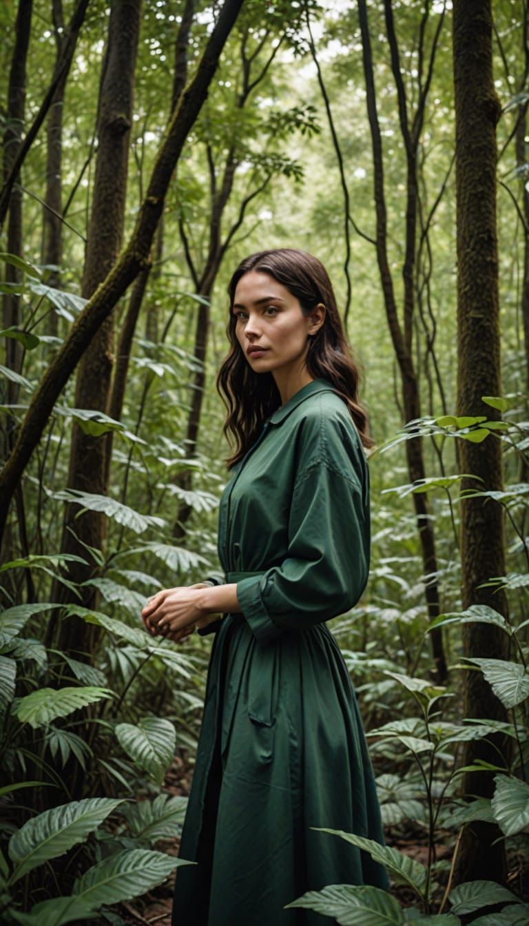 Sultry Brunette Posing Beside a Red Aston Martin