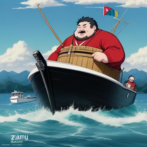 Man Eats Boat in Anime Style