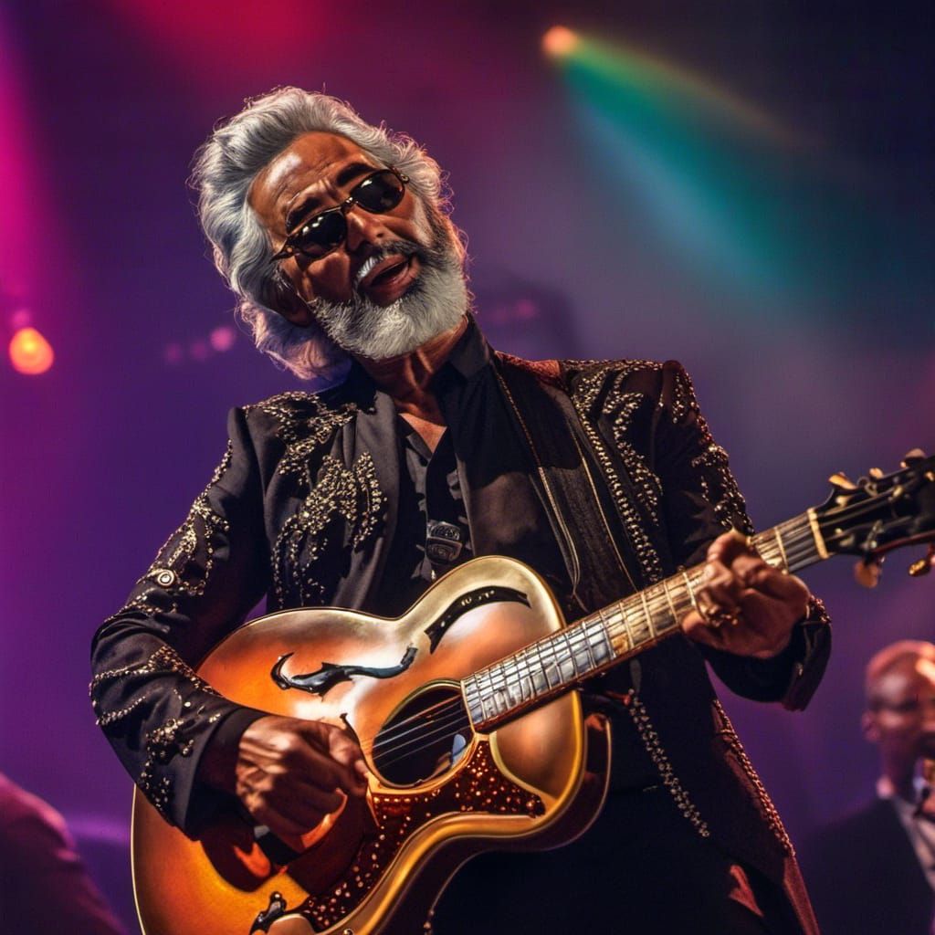 Jerry Garcia Plays Guitar: Detailed Matte Painting