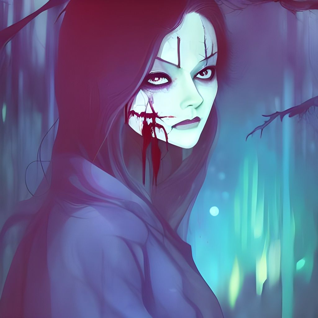 Creepy Kawaii Zombie in a Haunted Forest