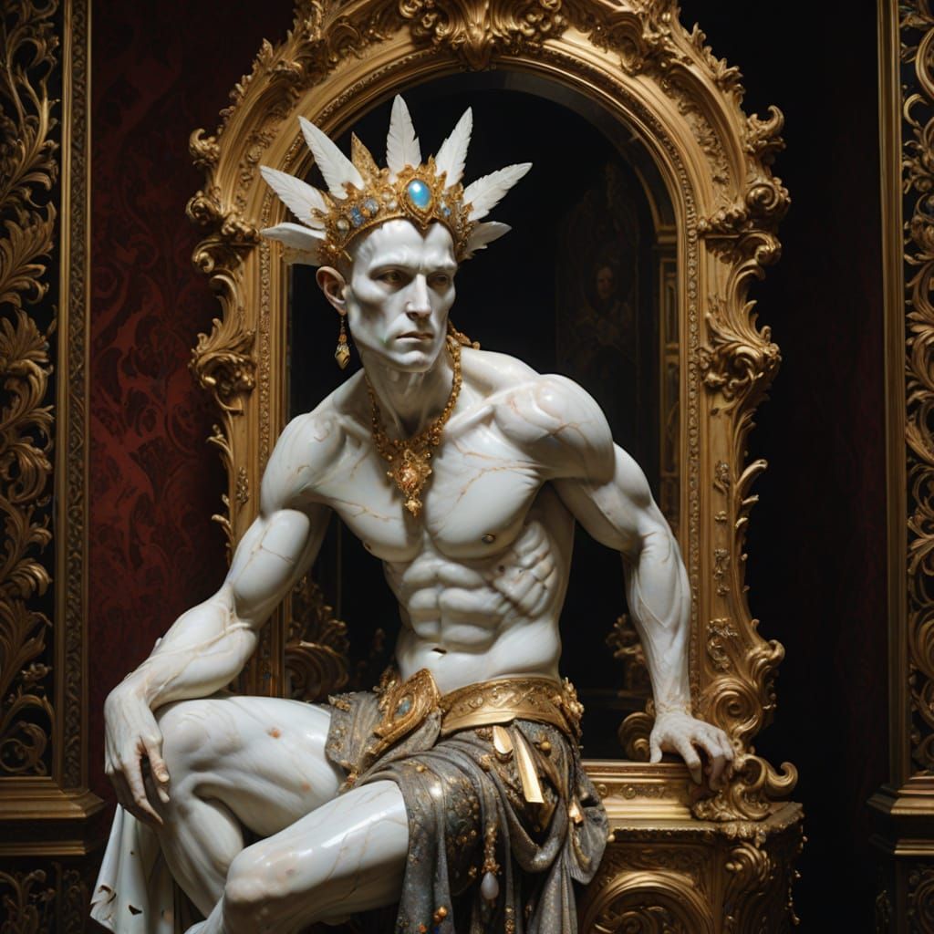 Moody Mythological Guardian in Surrealist Style