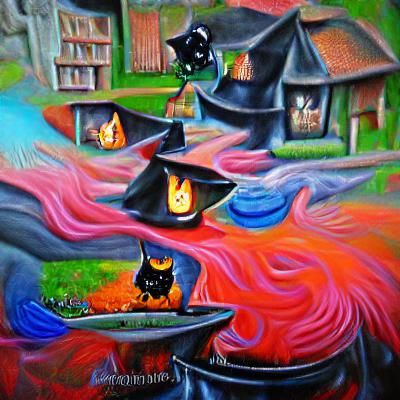 Witches' Spells: Colorful Storybook Illustration