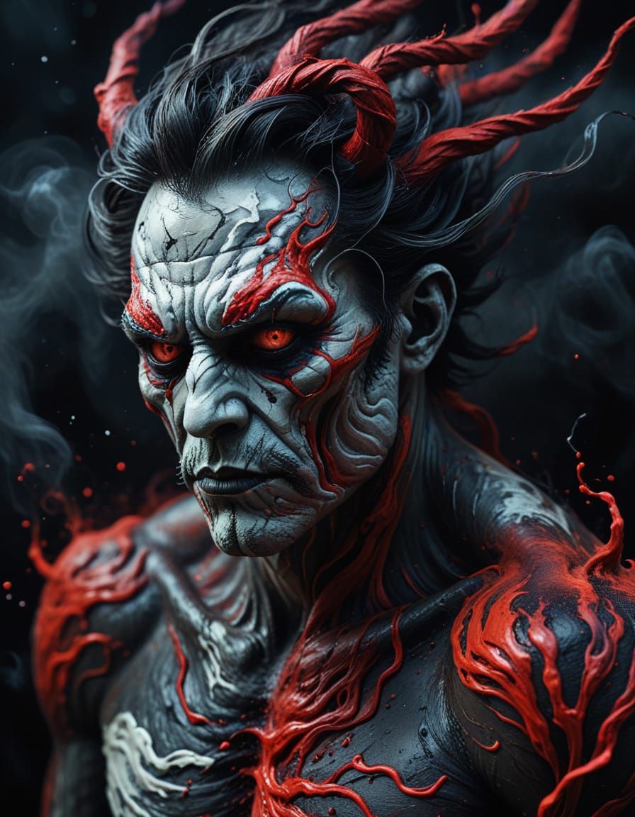 Surreal Cotton Demon Portrait in Dye-Transfer Style