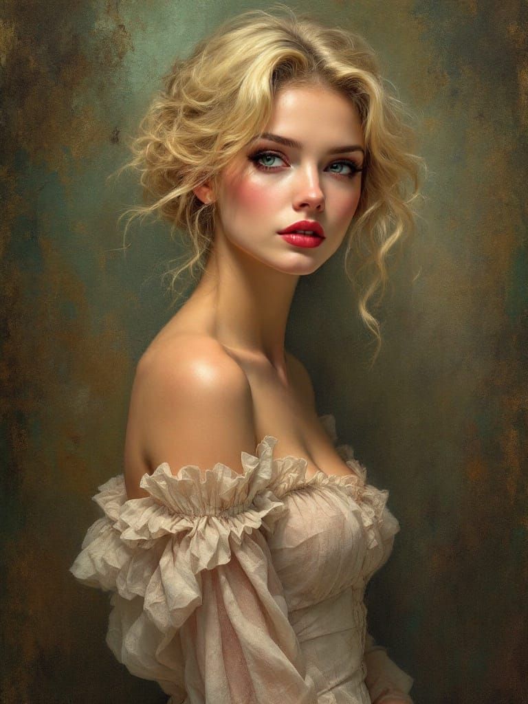 Blond Pin-Up in Art Nouveau Tonalist Style