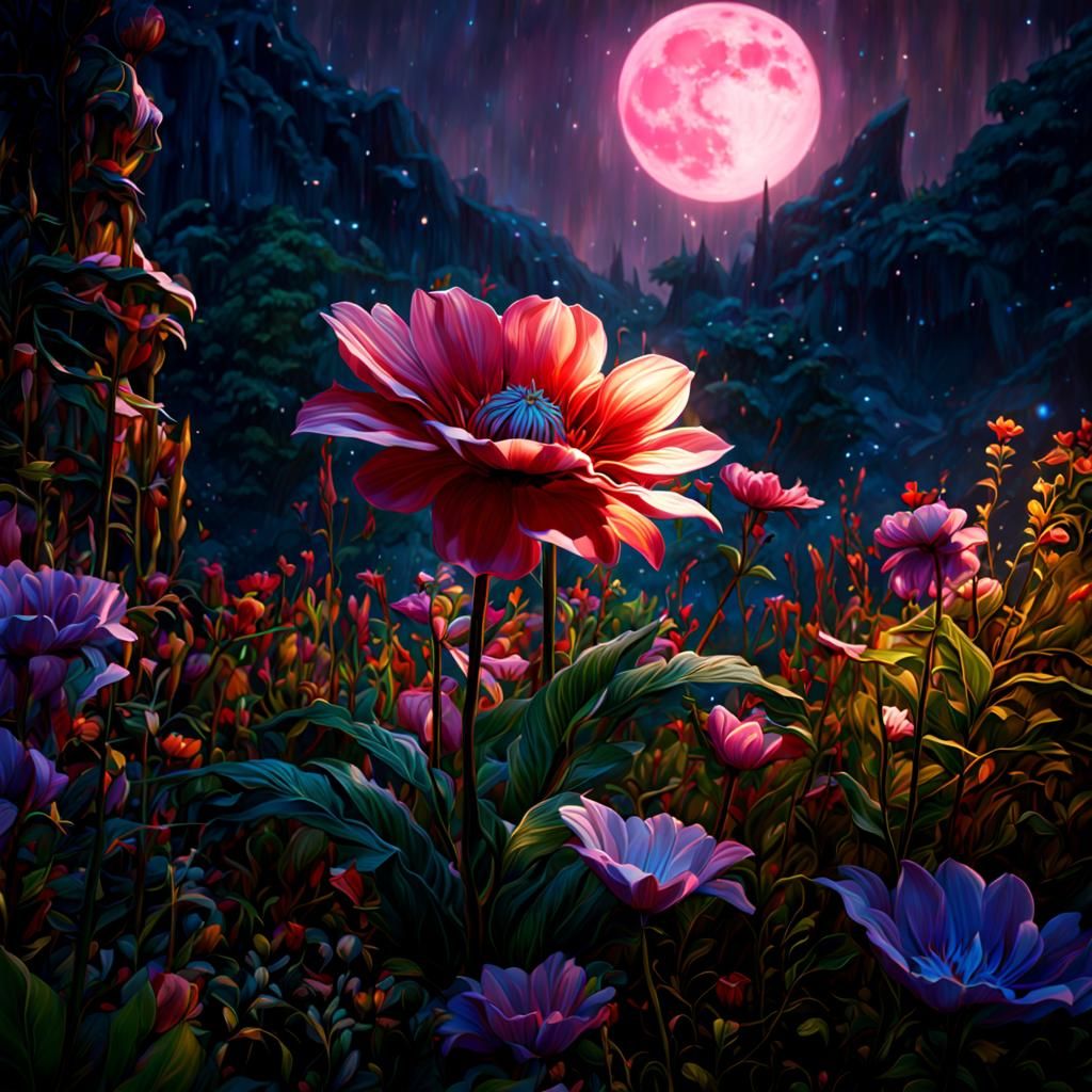 Moonlit Flower: Detailed Fantasy Concept Art
