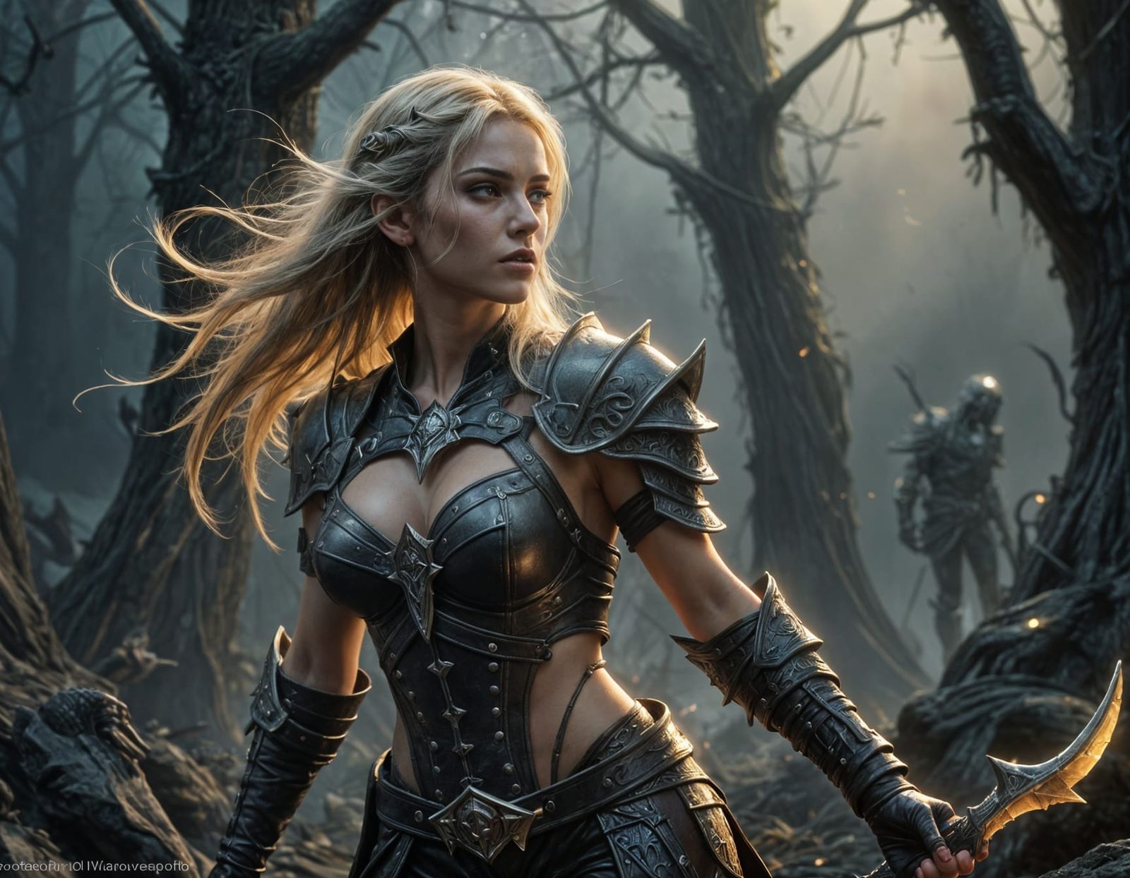 Ethereal Female Elf Assassin in Dark Fantasy Attire