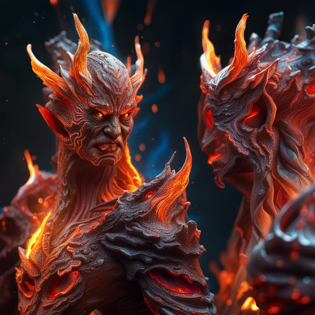 Hyperrealistic Lava Elf Concept Art