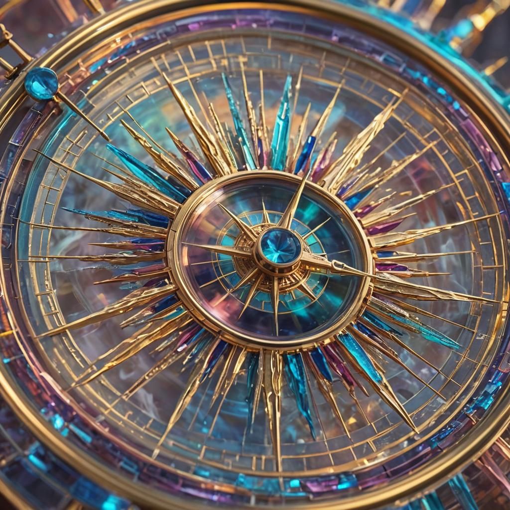 Mystical Compass with Crystalline Needle in Abstract Art