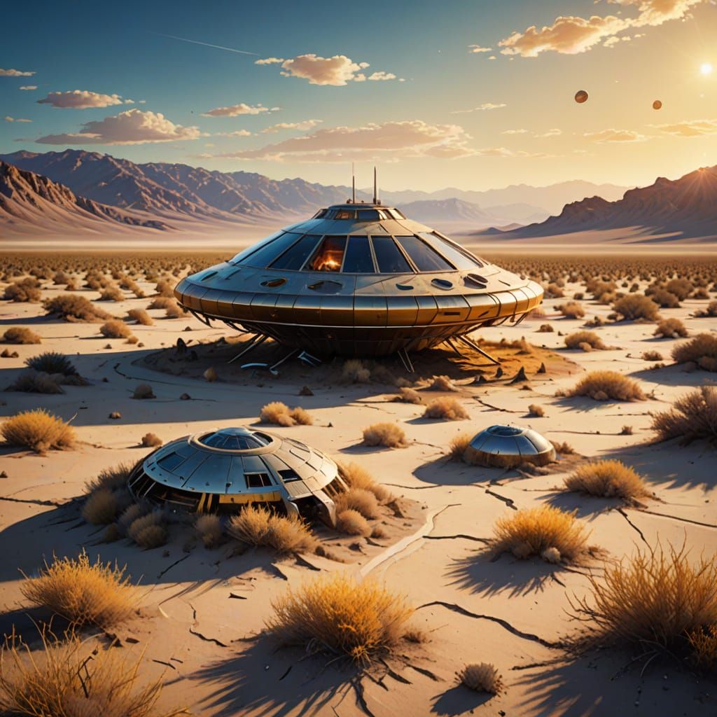 Retrofuturistic Crash Site in Death Valley