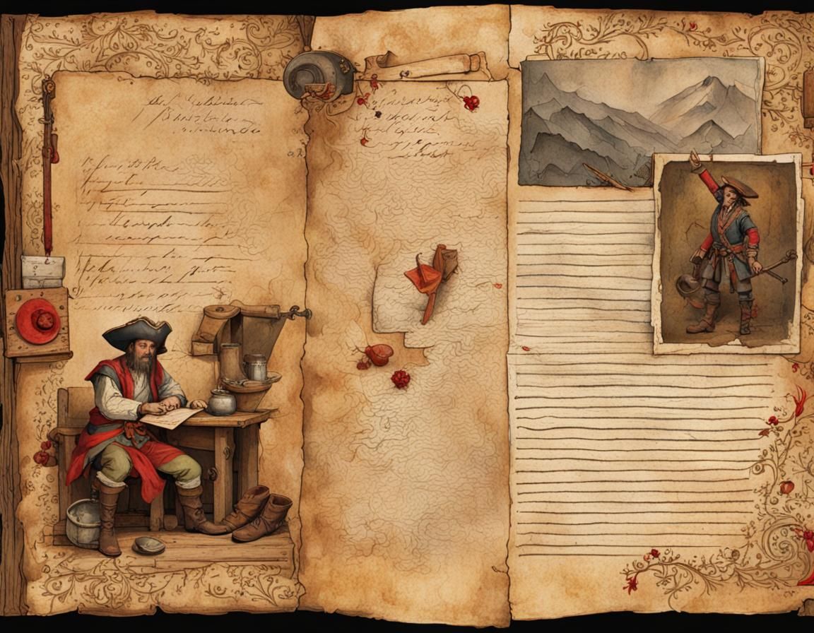 Old Pirate Planning Treasure Hunt as Watercolor Art