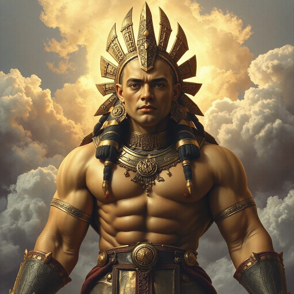 Imposing Mesopotamian God in Dark Surrealist Style