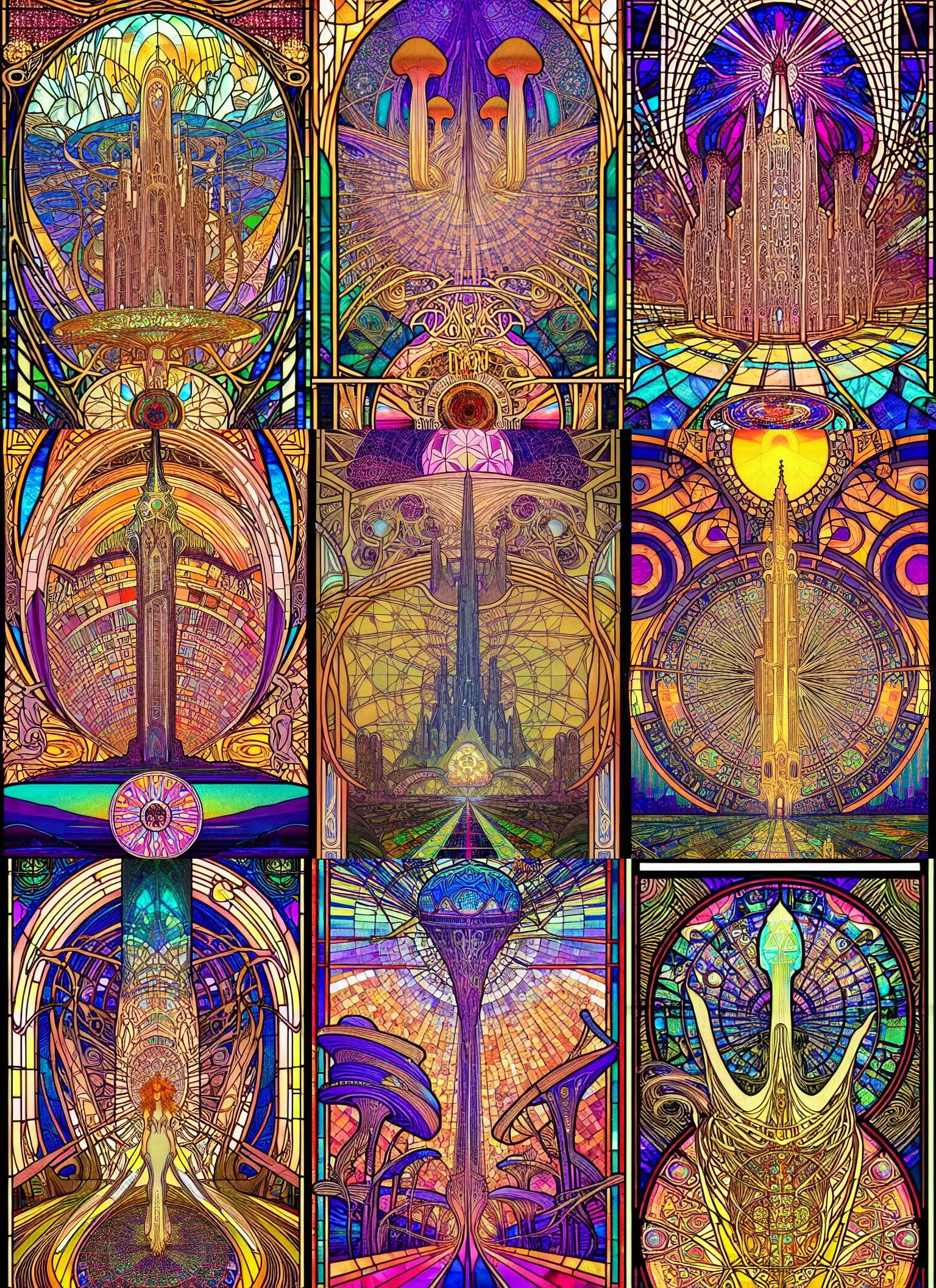 Surreal Art Nouveau Dreamscape in Synthwave Style