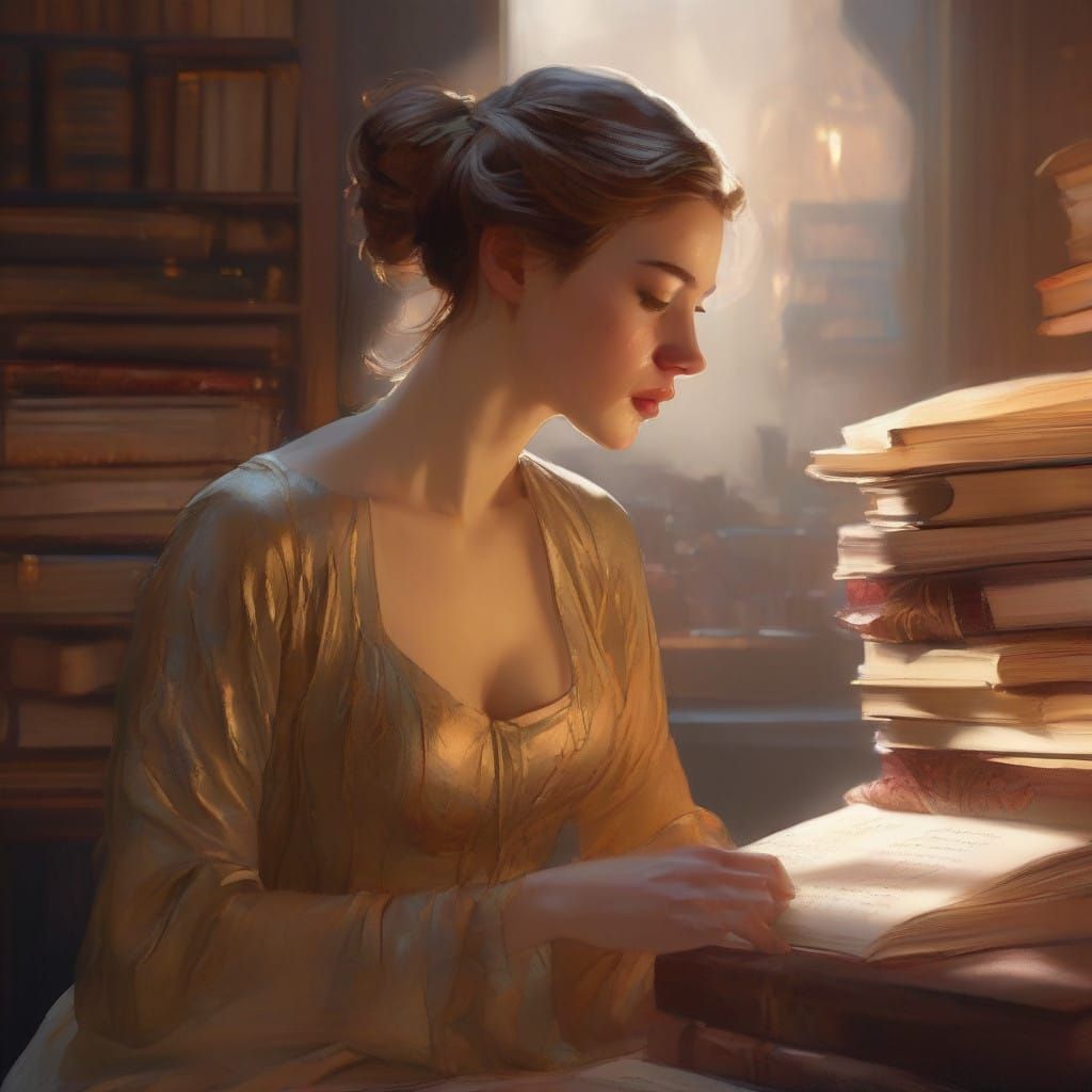 Surreal Literary Muse Lost in Art Nouveau Dreamscapes