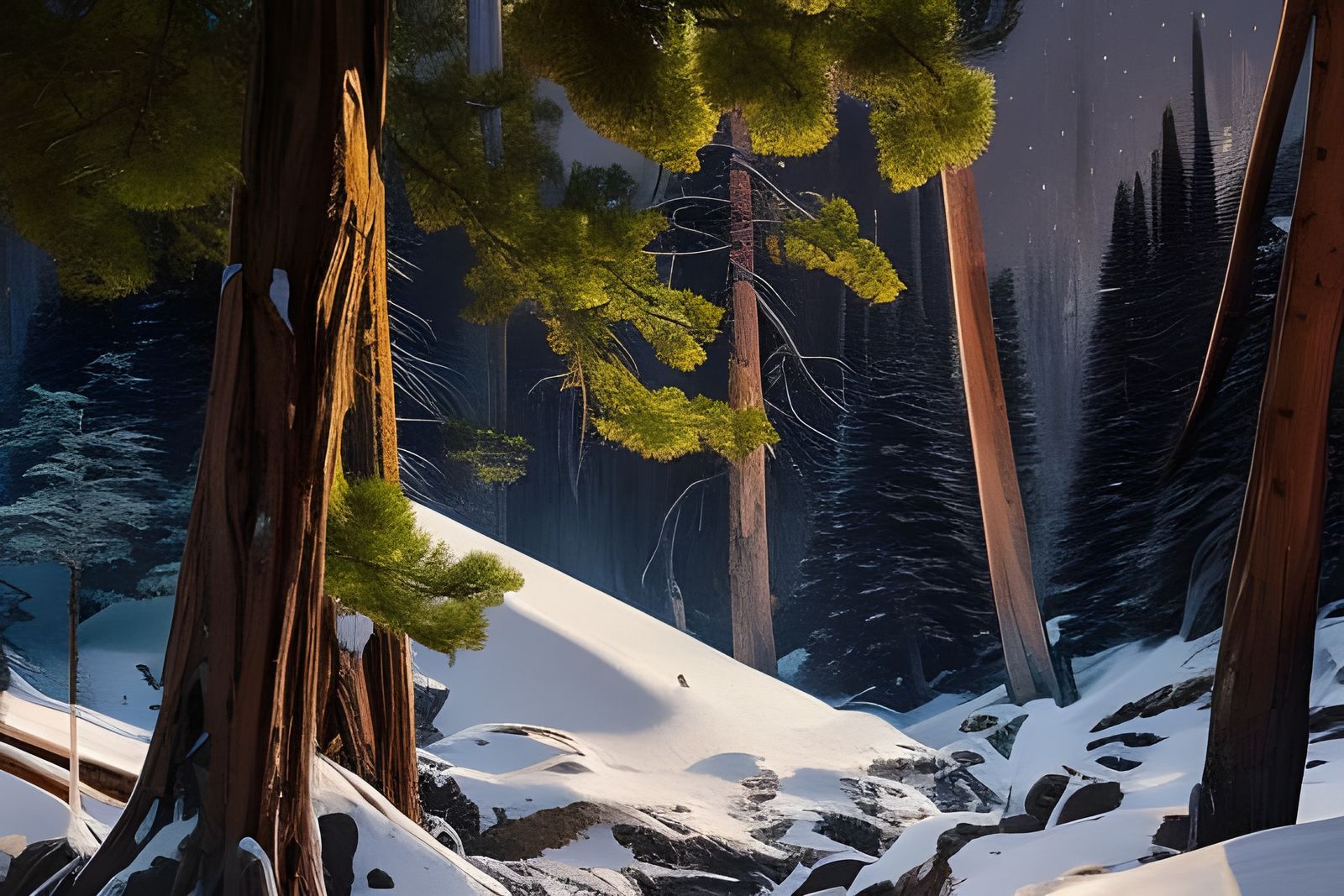 Snowy Mountain Valley in Cel-Shaded Style