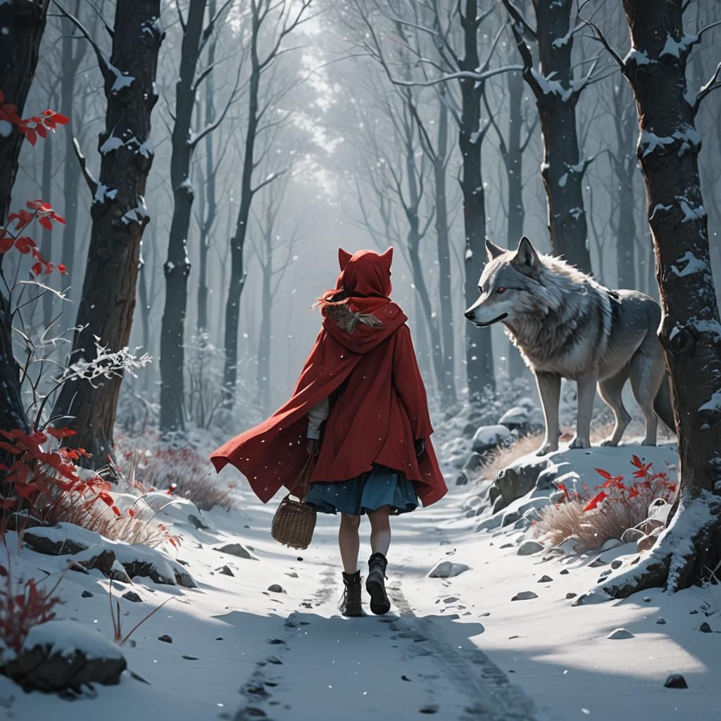 Little Red Riding Hood and the Wolf in Hyperrealism