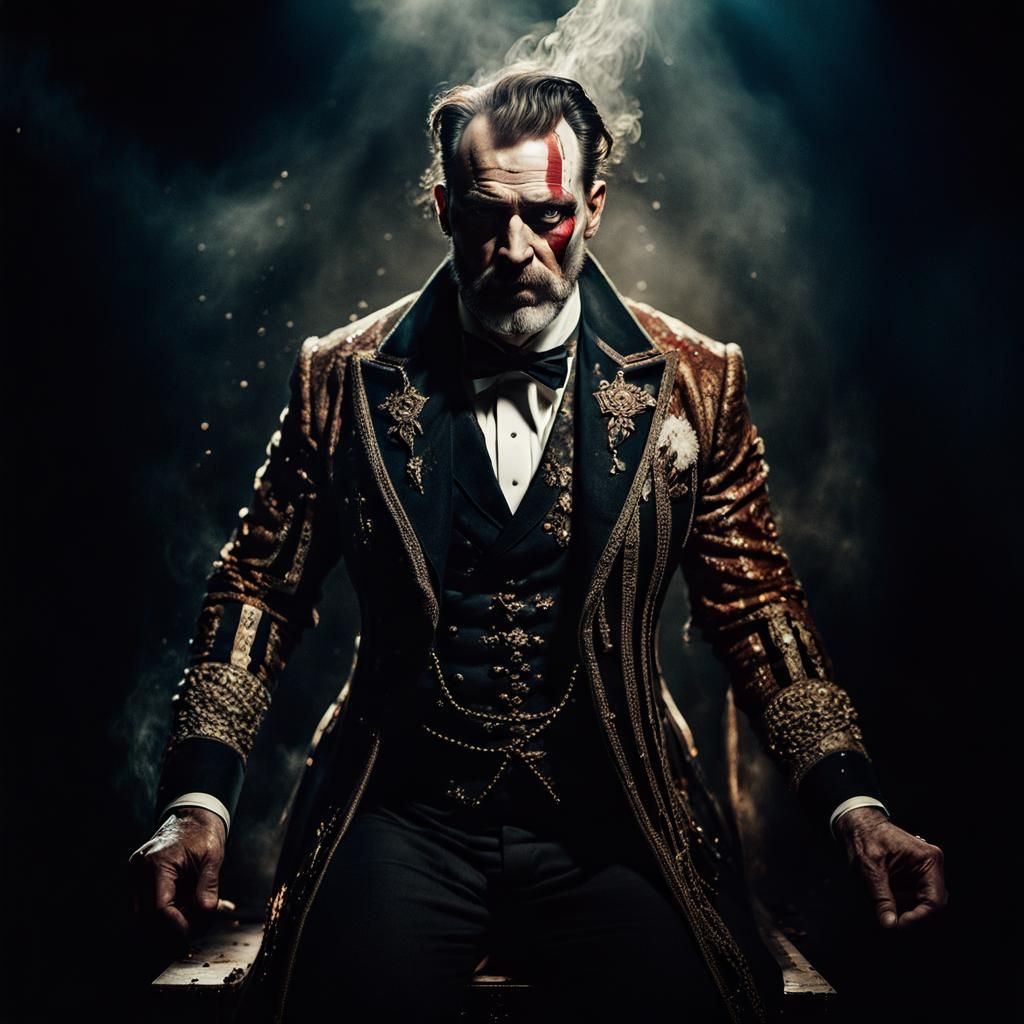 Dramatic Rococopunk Circus Portrait in Low Key Lighting