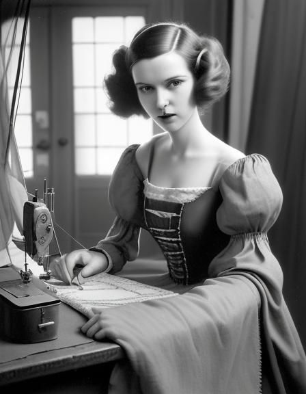 Backstage Seamstress: A 1930s Photography Realism Scene