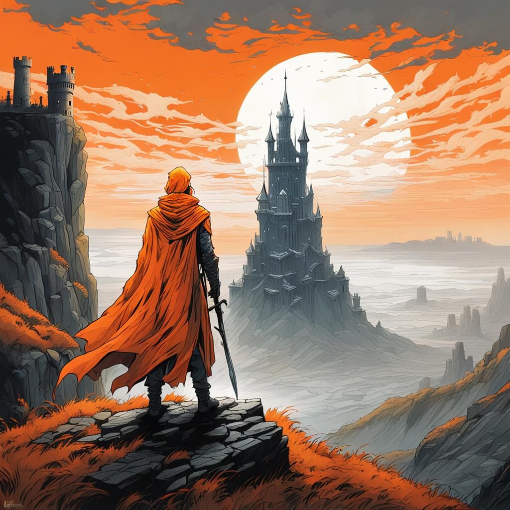 Ruined Castle Vista in Grim Dark Fantasy Style