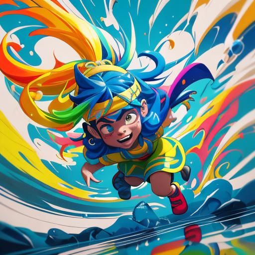 Dynamic Graffiti Art of Boy and Mouse Running