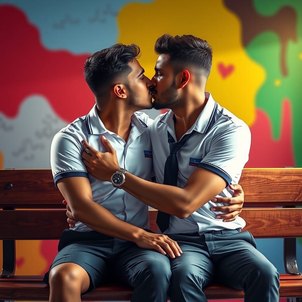 Hyperrealistic Image of Two Men Kissing