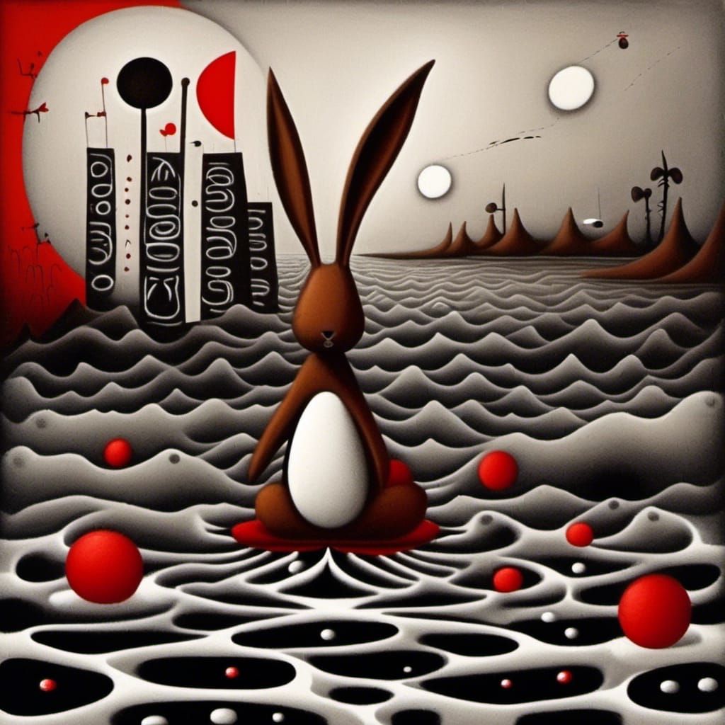 Surreal Chocolate Rabbit in Selective Red Color