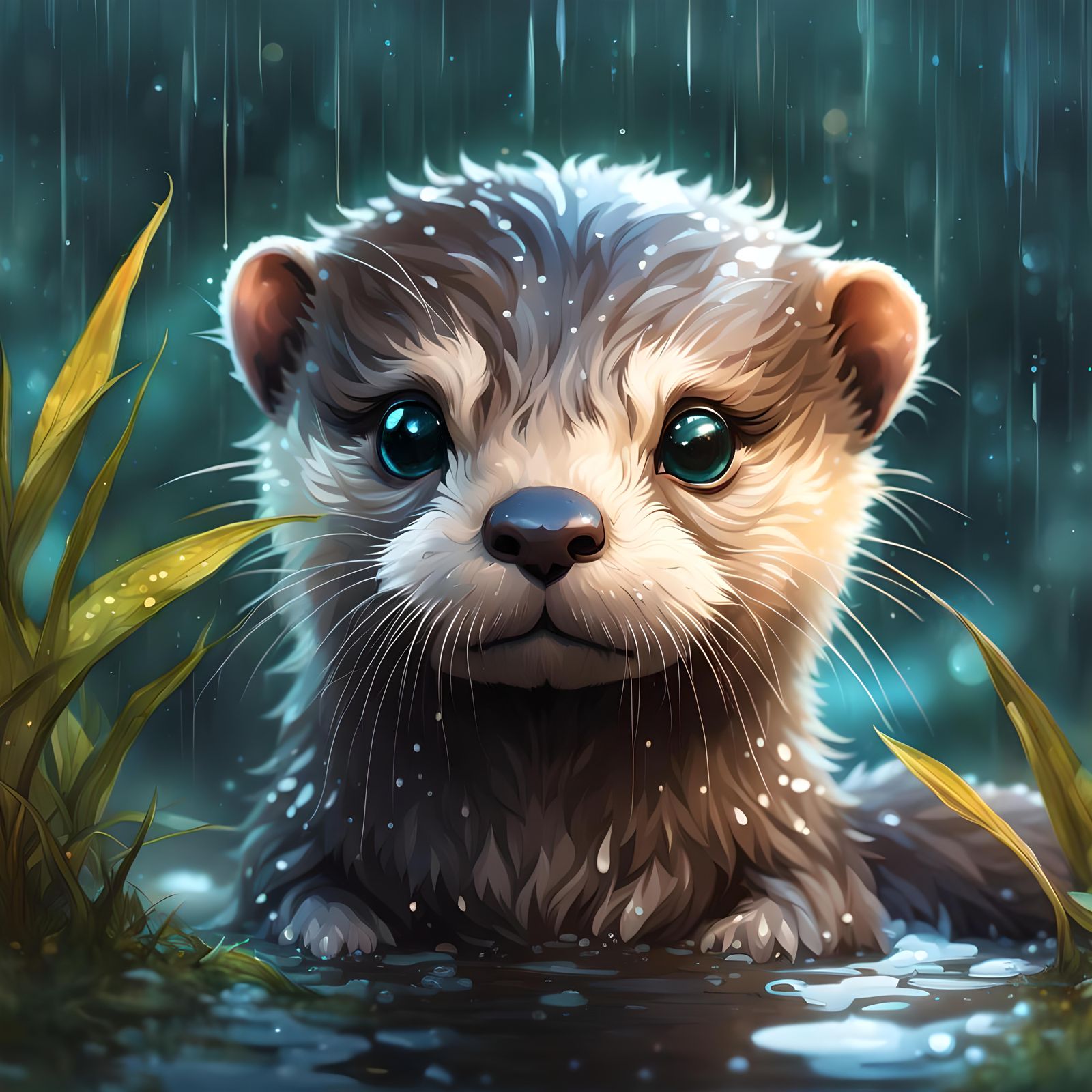 rain day baby otter