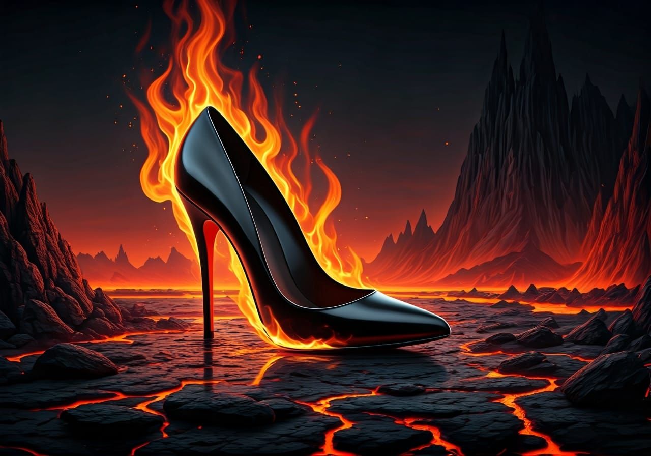 Fiery Stiletto: A Dark Fantasy Art Image