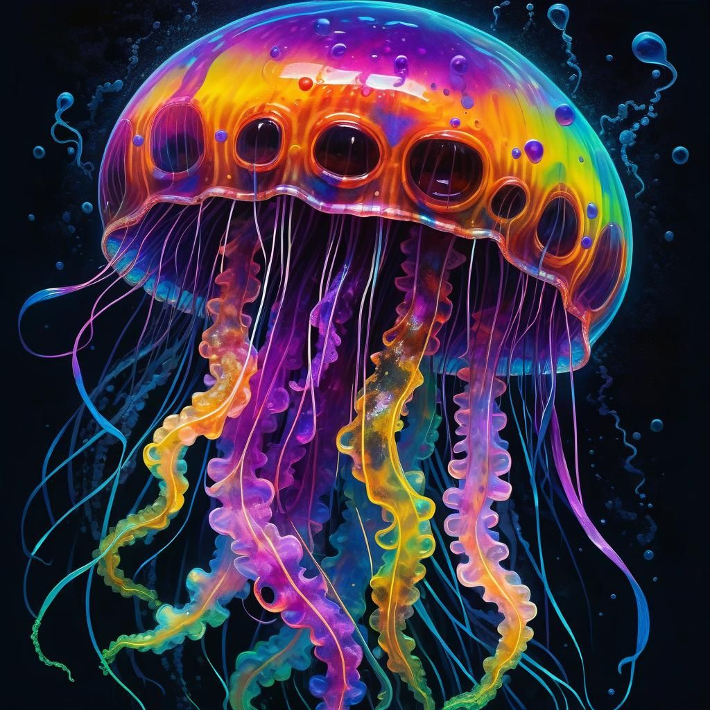 Psychedelic Jellyfish Portrait in Surrealist Style