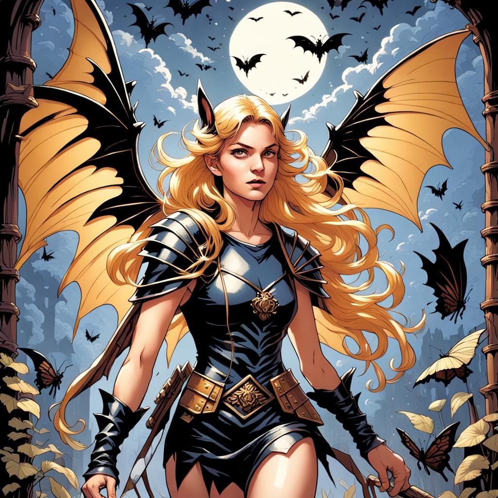 Fairy Bard with Bat Wings, Comic Book Art