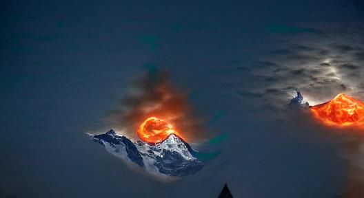 Fiery Everest: Solar Eclipse and Lunar Impact