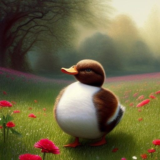 Jemima Puddle-Duck in English Flower Meadow