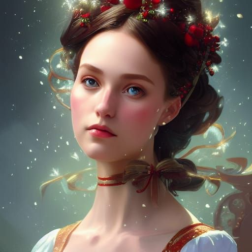 Christmas Princess Portrait in Art Nouveau Style
