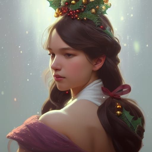 Christmas Princess Portrait in Hyperdetailed Digital Art