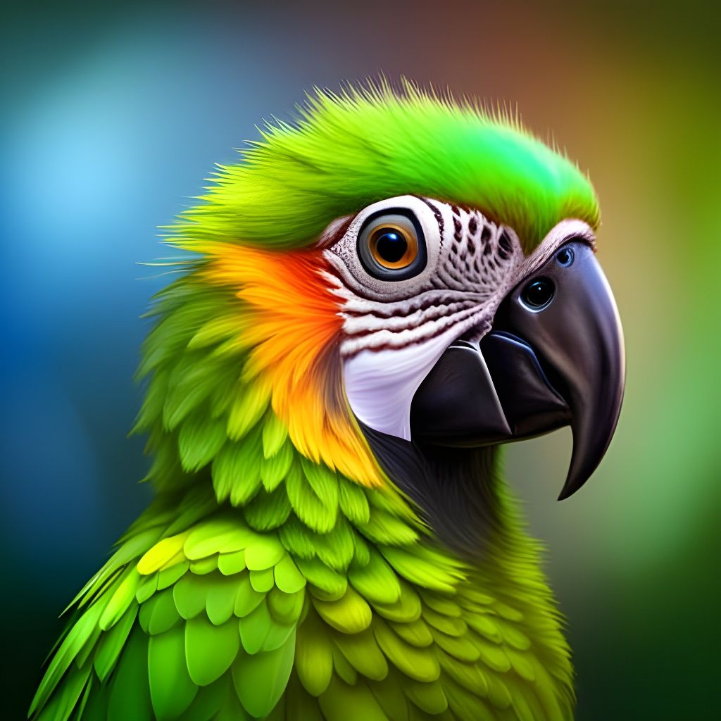 Adorable Baby Parrot Portrait in 3D Render