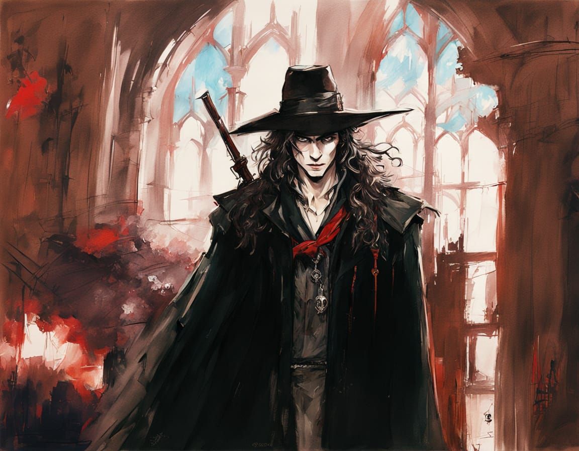 Vampire Hunter D in Faded Black Fantasy Attire